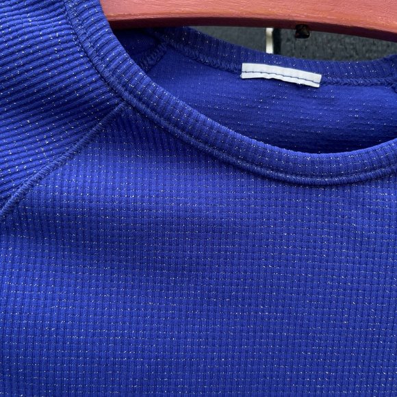 Sparkly deep purple athletic stretchy seamless "Own Your Power" VGUC w/thumbhole - Picture 2 of 11